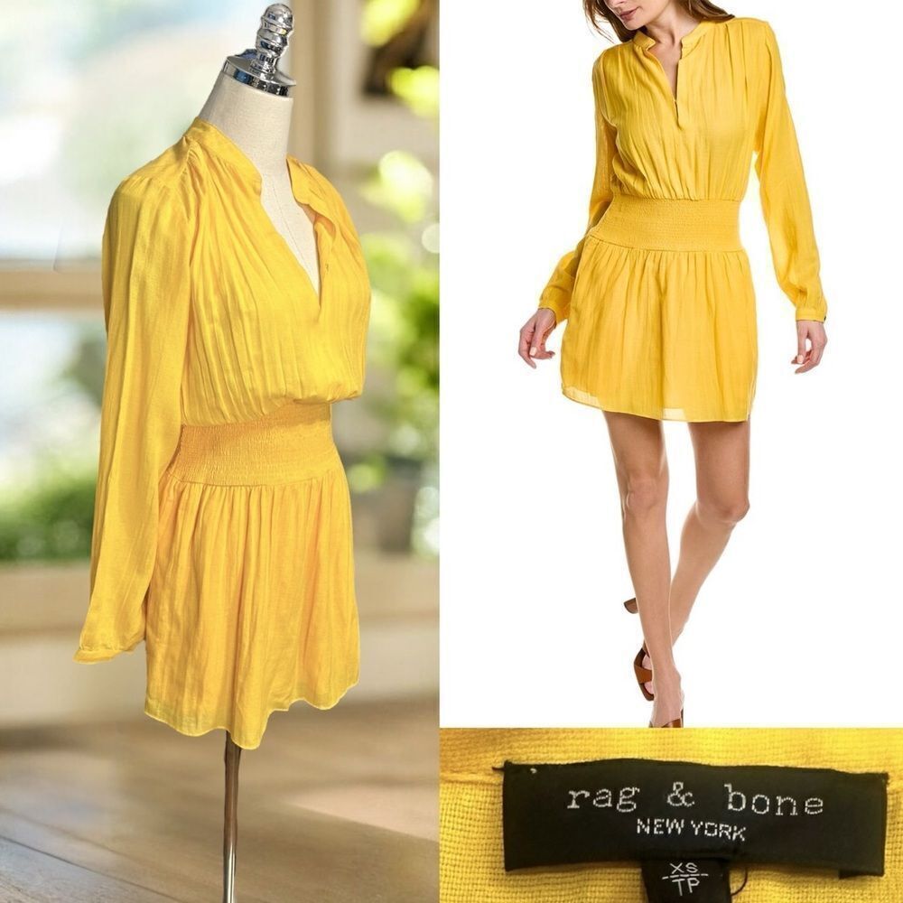 NWT Rag & Bone Calista Long Sleeve Pockets Cotton Mini Dress Size XS